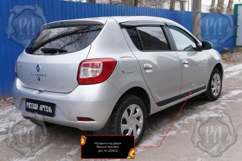 3 599 р. Комплект молдингов на двери (4 шт, узкие) Русская Артель  Renault Sandero  (B8) (2014-2018) дорестайлинг (Поверхность глянец, Неокрашенные)  с доставкой в г. Санкт‑Петербург. Увеличить фотографию 2