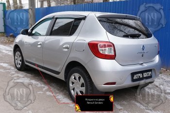 659 р. Задний левый молдинг на дверь Русская Артель  Renault Sandero  (B8) (2014-2018) дорестайлинг (Поверхность глянец, Неокрашенный)  с доставкой в г. Санкт‑Петербург. Увеличить фотографию 1