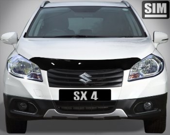 2 699 р. Дефлектор капота SIM  Suzuki SX4 ( GYA,GYB,  JYB, JYA) (2010-2016)  рестайлинг, хэтчбэк, хэтчбэк дорестайлинг  с доставкой в г. Санкт‑Петербург. Увеличить фотографию 1