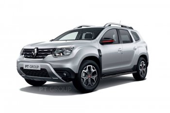 6 849 р. Защита порогов (прямая, Ø63 мм) Petroil Tuning Renault Duster HM (2020-2024) (окраска в черный (Шагрень))  с доставкой в г. Санкт‑Петербург. Увеличить фотографию 1