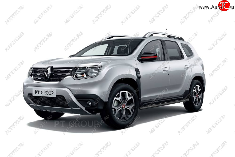 6 849 р. Защита порогов (прямая, Ø63 мм) Petroil Tuning Renault Duster HM (2020-2024) (окраска в черный (Шагрень))  с доставкой в г. Санкт‑Петербург