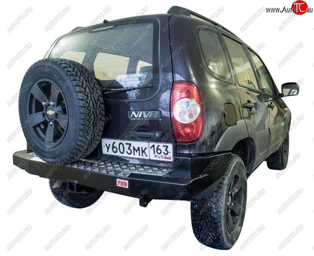 34 849 р. Бампер задний силовой РИФ  Chevrolet Niva  2123 (2002-2020), Лада 2123 (Нива Шевроле) (2009-2021), Лада Нива Трэвел (2021-2024) (С квадратом под фаркоп)  с доставкой в г. Санкт‑Петербург