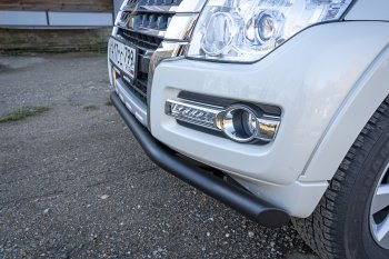 38 999 р. Бампер передний силовой РИФ  Mitsubishi Pajero ( 4 V90,  4 V80) (2006-2020) дорестайлинг, дорестайлинг, 1-ый рестайлинг, 3 дв. 1-ый рестайлинг, 2-ой рестайлинг (Под площадку для лебёдки RIFPJR-30000 с защитой радиатора)  с доставкой в г. Санкт‑Петербург. Увеличить фотографию 2