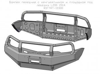 53 999 р. Бампер передний силовой РИФ Mitsubishi L200 4  дорестайлинг (2006-2014) (С защитной дугой и защитой бачка омывателя)  с доставкой в г. Санкт‑Петербург. Увеличить фотографию 4