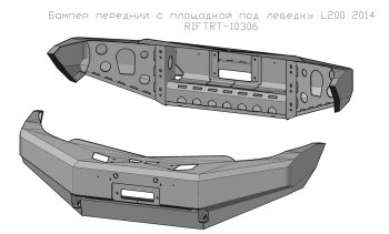 45 999 р. Бампер передний силовой РИФ Mitsubishi L200 4  рестайлинг (2013-2016) (С защитой бачка омывателя)  с доставкой в г. Санкт‑Петербург. Увеличить фотографию 3