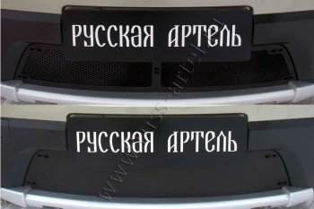 2 599 р. Защитная сетка и зимняя заглушка решетки радиатора Русская Артель  Renault Sandero Stepway  (BS) (2010-2014) (Поверхность текстурная)  с доставкой в г. Санкт‑Петербург. Увеличить фотографию 2