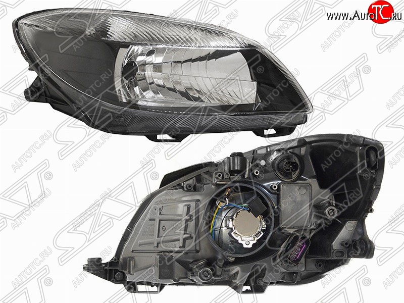 7 999 р. Правая фара передняя SAT (черная) Skoda Fabia Mk2 универсал рестайлинг (2010-2014)  с доставкой в г. Санкт‑Петербург