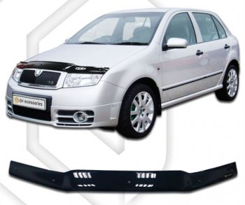 2 799 р. Дефлектор капота CA-Plastiс  Skoda Fabia  Mk1 (2004-2008) (Classic черный, Без надписи)  с доставкой в г. Санкт‑Петербург. Увеличить фотографию 1