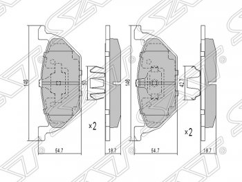 1 039 р. Колодки тормозные SAT (передние)  Audi A1 (8X1 хэтчбэк 3 дв.), A3 (8L1 хэтчбэк 3 дв.,  8LA хэтчбэк 5 дв.), Skoda Fabia (Mk1,  Mk2), Octavia (Tour A4 1U5,  Tour A4 1U2,  A5), Rapid (NH3), Roomster (5J)  с доставкой в г. Санкт‑Петербург. Увеличить фотографию 1