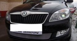 1 539 р. Сетка на бампер (рестайлинг) Russtal (хром)  Skoda Fabia  Mk2 (2007-2010)  с доставкой в г. Санкт‑Петербург. Увеличить фотографию 4