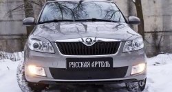 959 р. Зимняя заглушка решетки переднего бампера РА Skoda Fabia Mk2 хэтчбэк рестайлинг (2010-2014)  с доставкой в г. Санкт‑Петербург. Увеличить фотографию 2