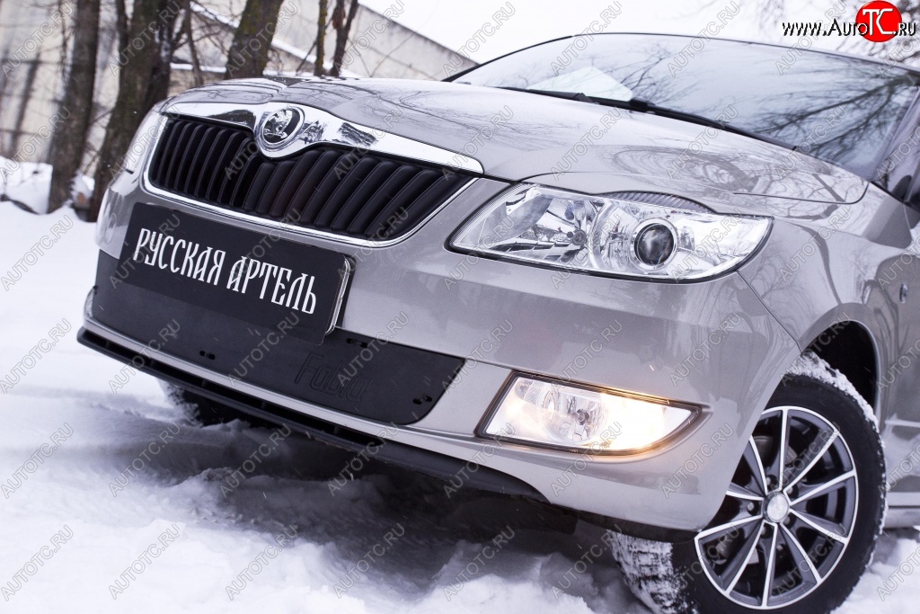 959 р. Зимняя заглушка решетки переднего бампера РА Skoda Fabia Mk2 универсал рестайлинг (2010-2014)  с доставкой в г. Санкт‑Петербург