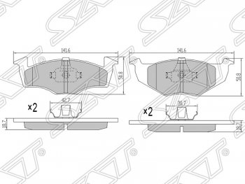 1 039 р. Колодки тормозные SAT (передние)  Skoda Fabia ( Mk1,  Mk2) (2004-2010), Volkswagen Polo  9N1 (2001-2009)  с доставкой в г. Санкт‑Петербург. Увеличить фотографию 1