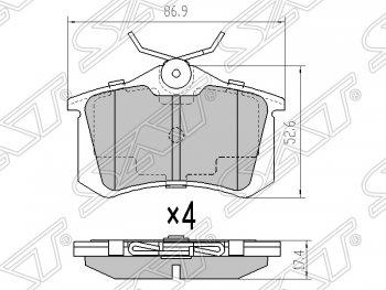 479 р. Колодки тормозные SAT (задние) Audi A1 8X1 хэтчбэк 3 дв. дорестайлинг (2010-2014)  с доставкой в г. Санкт‑Петербург. Увеличить фотографию 1