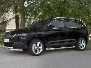 29 999 р. Защита переднего бампера (2 трубы Ø63 мм, нержавейка) SLITKOFF  Skoda Karoq  NU7 (2017-2021) дорестайлинг  с доставкой в г. Санкт‑Петербург. Увеличить фотографию 3