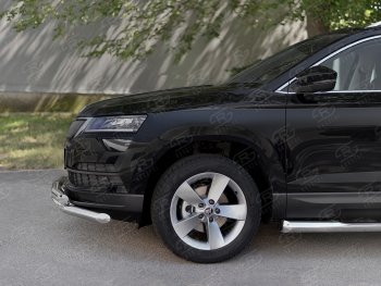 29 999 р. Защита переднего бампера (2 трубы Ø63 мм, нержавейка) SLITKOFF  Skoda Karoq  NU7 (2017-2021) дорестайлинг  с доставкой в г. Санкт‑Петербург. Увеличить фотографию 4