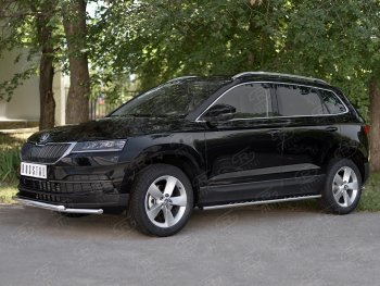 20 999 р. Защита переднего бампера (2 трубы Ø42 мм, нержавейка) SLITKOFF  Skoda Karoq  NU7 (2017-2021) дорестайлинг  с доставкой в г. Санкт‑Петербург. Увеличить фотографию 3