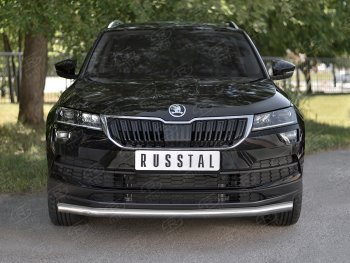 Защита переднего бампера (Ø63 мм, нержавейка) SLITKOFF Skoda Karoq NU7 дорестайлинг (2017-2021)