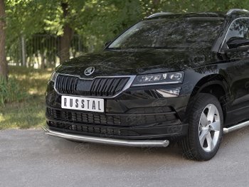 18 299 р. Защита переднего бампера (Ø63 мм, нержавейка) SLITKOFF  Skoda Karoq  NU7 (2017-2021) дорестайлинг  с доставкой в г. Санкт‑Петербург. Увеличить фотографию 2