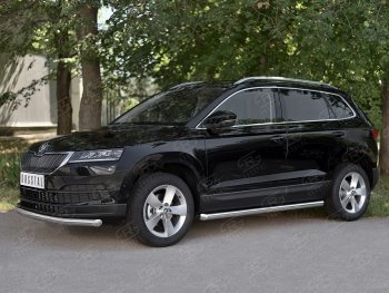 18 299 р. Защита переднего бампера (Ø63 мм, нержавейка) SLITKOFF  Skoda Karoq  NU7 (2017-2021) дорестайлинг  с доставкой в г. Санкт‑Петербург. Увеличить фотографию 3