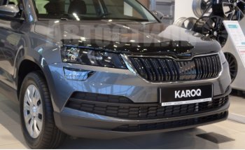 2 999 р. Дефлектор капота SIM Skoda Karoq NU7 дорестайлинг (2017-2021)  с доставкой в г. Санкт‑Петербург. Увеличить фотографию 1