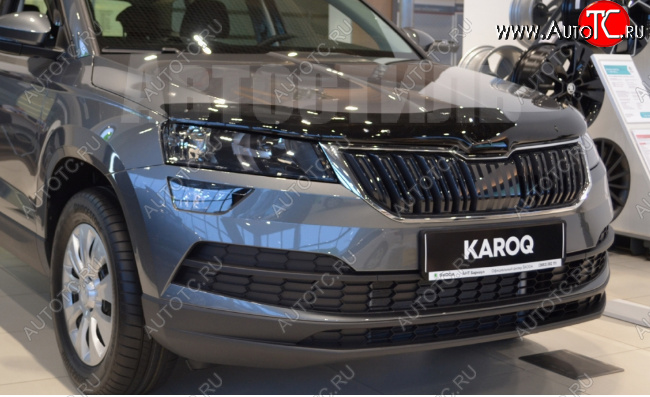 2 999 р. Дефлектор капота SIM Skoda Karoq NU7 дорестайлинг (2017-2021)  с доставкой в г. Санкт‑Петербург