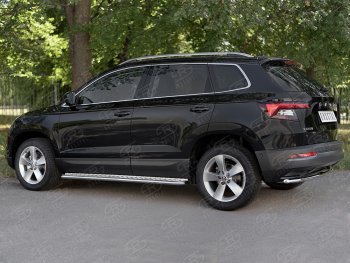 15 999 р. Защита заднего бампера (Ø42 мм, нержавейка) SLITKOFF  Skoda Karoq  NU7 (2017-2021) дорестайлинг  с доставкой в г. Санкт‑Петербург. Увеличить фотографию 4