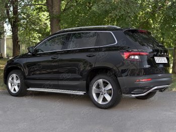 16 699 р. Защита заднего бампера (Ø42 мм волна, нержавейка) SLITKOFF  Skoda Karoq  NU7 (2017-2021) дорестайлинг  с доставкой в г. Санкт‑Петербург. Увеличить фотографию 4