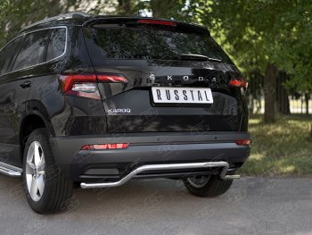 16 699 р. Защита заднего бампера (Ø42 мм волна, нержавейка) SLITKOFF  Skoda Karoq  NU7 (2017-2021) дорестайлинг  с доставкой в г. Санкт‑Петербург. Увеличить фотографию 2