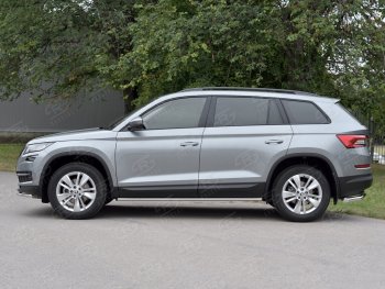 Пороги накладки труба d42 (v 1) SLITKOFF Skoda Kodiaq NU7 дорестайлинг (2017-2021)