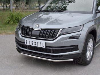 13 549 р. Защита переднего бампера (Ø63 мм, нержавейка) Russtal Skoda Kodiaq NU7 дорестайлинг (2017-2021)  с доставкой в г. Санкт‑Петербург. Увеличить фотографию 3