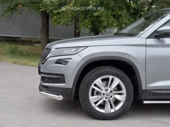 12 999 р. Защита переднего бампера (Ø63 мм, нержавейка) Russtal Skoda Kodiaq NU7 дорестайлинг (2017-2021)  с доставкой в г. Санкт‑Петербург. Увеличить фотографию 4