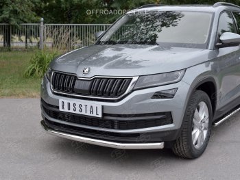 12 999 р. Защита переднего бампера (Ø63 мм, нержавейка) Russtal Skoda Kodiaq NU7 дорестайлинг (2017-2021)  с доставкой в г. Санкт‑Петербург. Увеличить фотографию 1