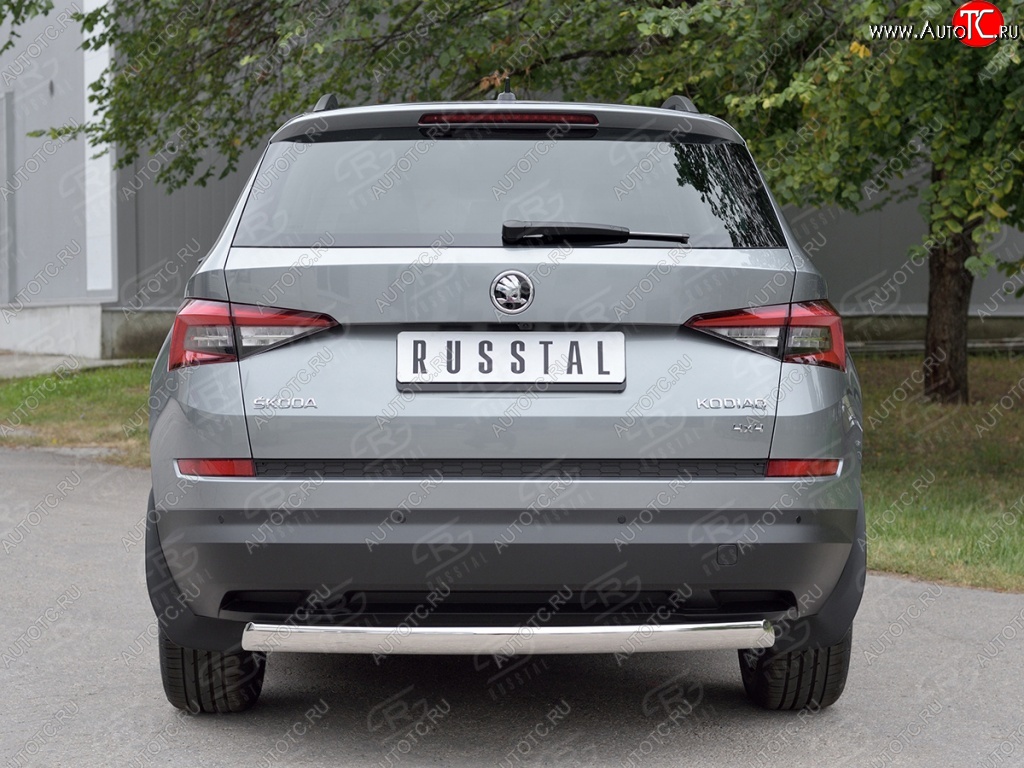 9 649 р. Защита заднего бампера d75х42 дуга Russtal  Skoda Kodiaq  NU7 (2017-2021) дорестайлинг  с доставкой в г. Санкт‑Петербург