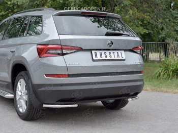 15 399 р. Защита заднего бампера (Ø42 мм, уголки, нержавейка) SLITKOFF Skoda Kodiaq NU7 дорестайлинг (2017-2021)  с доставкой в г. Санкт‑Петербург. Увеличить фотографию 3