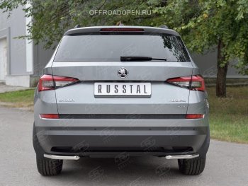 15 399 р. Защита заднего бампера (Ø42 мм, уголки, нержавейка) SLITKOFF Skoda Kodiaq NU7 дорестайлинг (2017-2021)  с доставкой в г. Санкт‑Петербург. Увеличить фотографию 4