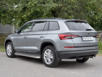 13 849 р. Защита заднего бампера (Ø42 мм, уголки, нержавейка) SLITKOFF  Skoda Kodiaq  NU7 (2017-2021) дорестайлинг  с доставкой в г. Санкт‑Петербург. Увеличить фотографию 1