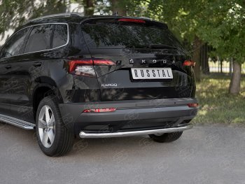 16 899 р. Защита заднего бампера (Ø63 мм, нержавейка) SLITKOFF Skoda Kodiaq NU7 дорестайлинг (2017-2021)  с доставкой в г. Санкт‑Петербург. Увеличить фотографию 2