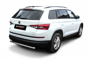 8 999 р. Защита заднего бампера Slitkoff (Ø 57 мм)  Skoda Kodiaq  NU7 (2017-2021) дорестайлинг (Нержавеющая сталь)  с доставкой в г. Санкт‑Петербург. Увеличить фотографию 1