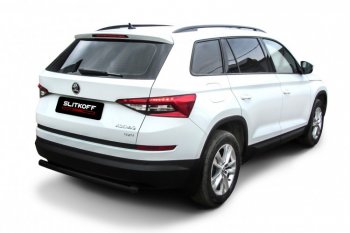 6 349 р. Защита заднего бампера Slitkoff ((Ø 57 мм)  Skoda Kodiaq  NU7 (2017-2021) дорестайлинг (Сталь с полимерным покрытием. Цвет: черный)  с доставкой в г. Санкт‑Петербург. Увеличить фотографию 1