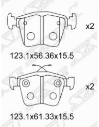 Комплект задних тормозных колодок SAT Volkswagen Passat B7 седан (2010-2015)