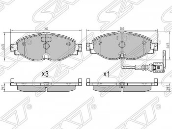 1 799 р. Колодки тормозные SAT (передние)  Skoda Kodiaq  NU7 (2017-2021), Skoda Octavia  A7 (2012-2020), Volkswagen Golf  7 (2012-2017), Volkswagen Polo  5 (2009-2015)  с доставкой в г. Санкт‑Петербург. Увеличить фотографию 1