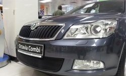 1 469 р. Сетка на бампер Russtal (черная) Skoda Octavia A5 лифтбэк рестайлинг (2008-2013)  с доставкой в г. Санкт‑Петербург. Увеличить фотографию 2