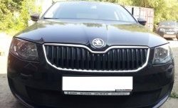 1 299 р. Сетка (для комплектации Active) на бампер Russtal (черная) Skoda Octavia A7 дорестайлинг лифтбэк (2012-2017)  с доставкой в г. Санкт‑Петербург. Увеличить фотографию 2