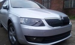 2 569 р. Сетка (для комплектации Ambition, Elegance) на бампер Russtal (черная)  Skoda Octavia  A7 (2012-2017)  с доставкой в г. Санкт‑Петербург. Увеличить фотографию 3