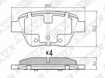 829 р. Колодки тормозные SAT (задние)  Skoda Octavia (A5,  A7), Superb (B6 (3T),  B6 (3T5),  (B6) 3T), Yeti, Volkswagen Caddy (2K), Golf (6), Touran (1T)  с доставкой в г. Санкт‑Петербург. Увеличить фотографию 1