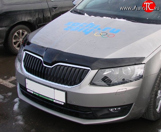 2 799 р. Дефлектор капота NovLine Skoda Octavia A7 дорестайлинг лифтбэк (2012-2017)  с доставкой в г. Санкт‑Петербург