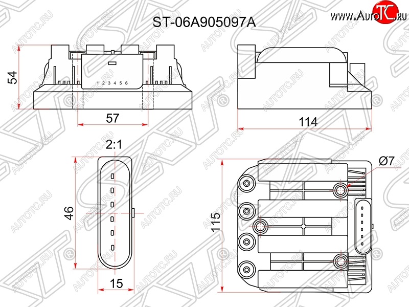 4 099 р. Катушка зажигания SAT (модуль)  Skoda Octavia ( Tour A4 1U5,  Tour A4 1U2) (1996-2000), Volkswagen Bora (1998-2005), Volkswagen Caddy  2K (2003-2010), Volkswagen Golf  4 (1997-2003), Volkswagen Touran  1T (2006-2010)  с доставкой в г. Санкт‑Петербург