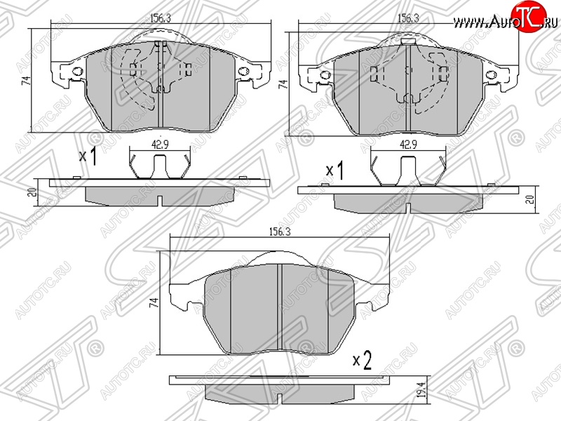 1 099 р. Колодки тормозные SAT (передние)  Skoda Octavia ( Tour A4 1U5,  Tour A4 1U2) (1996-2000) универсал дорестайлинг, лифтбэк дорестайлинг  с доставкой в г. Санкт‑Петербург