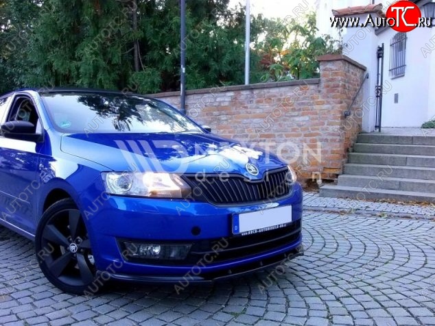 6 299 р. Накладка на передний бампер Splitter Skoda Rapid NH3 дорестайлинг лифтбэк (2012-2017) (Неокрашенная)  с доставкой в г. Санкт‑Петербург